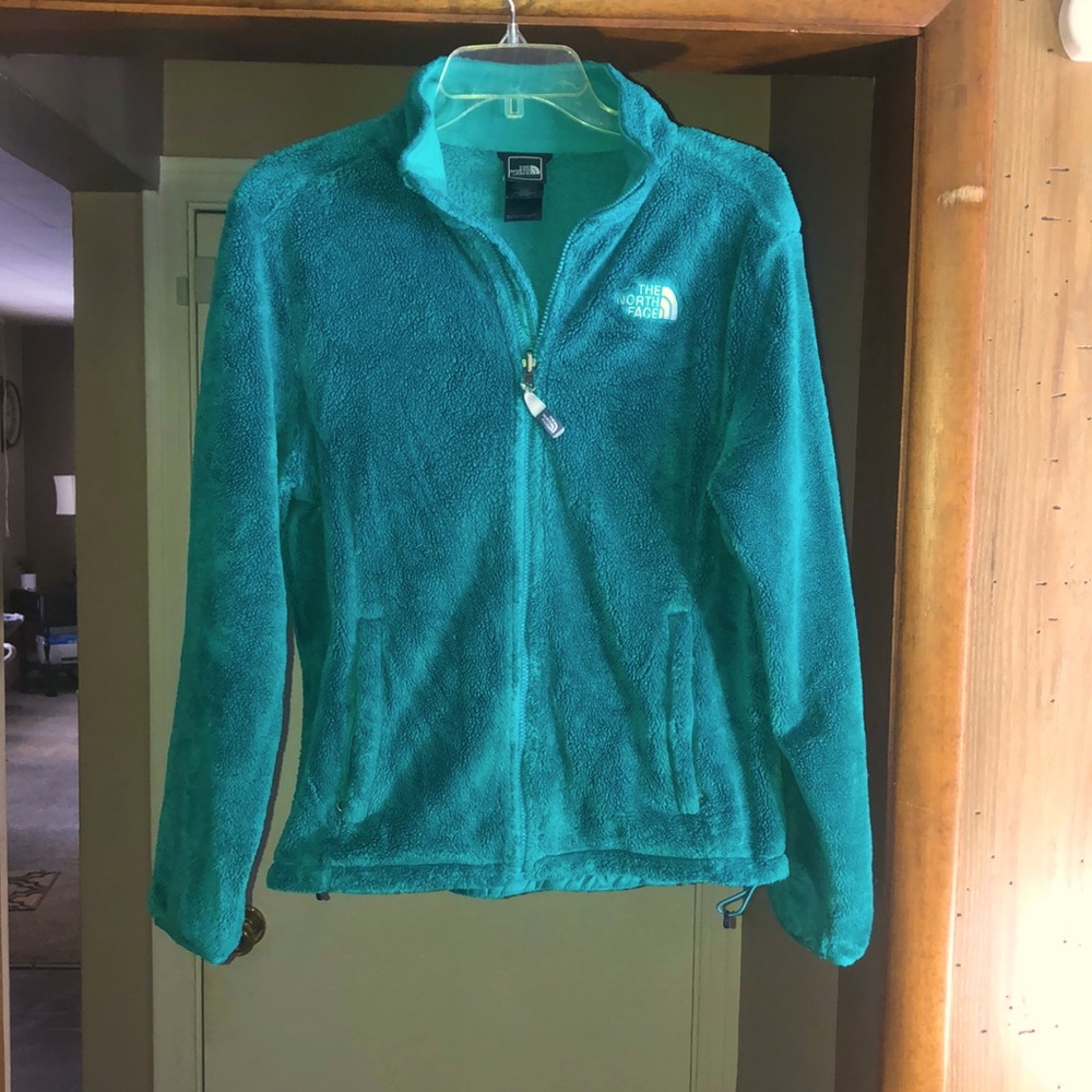 North Face emerald green color zip up jacket. Size M